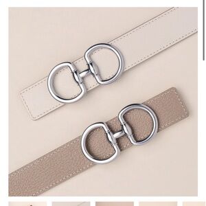 Ecru Taupe Reversible Horsebit Belt